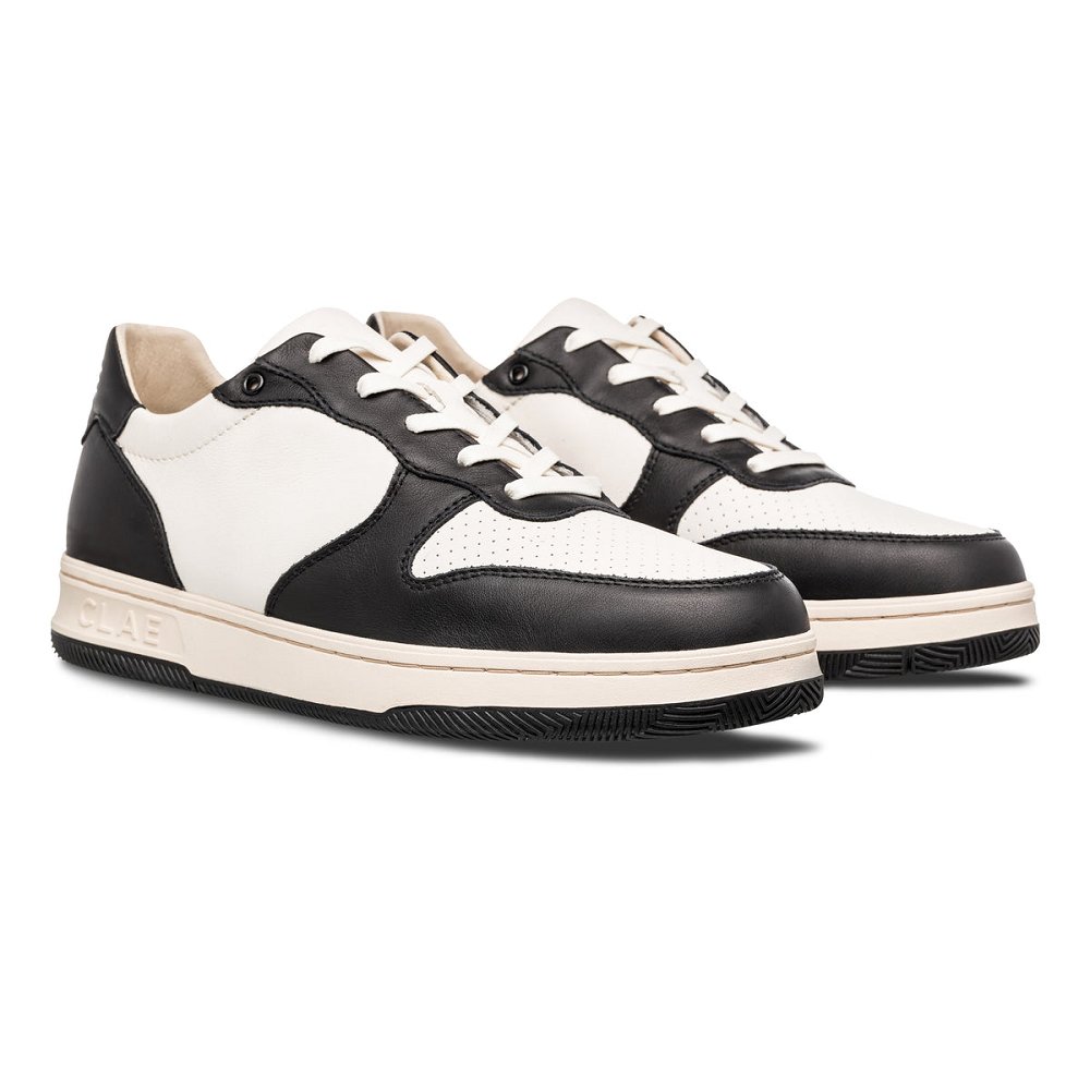 CLAE MALONE Shoes Mens USA849-G25 In Black Leather Off White